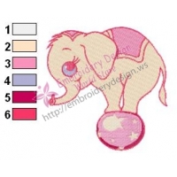 Baby Circus elephant Embroidery Design